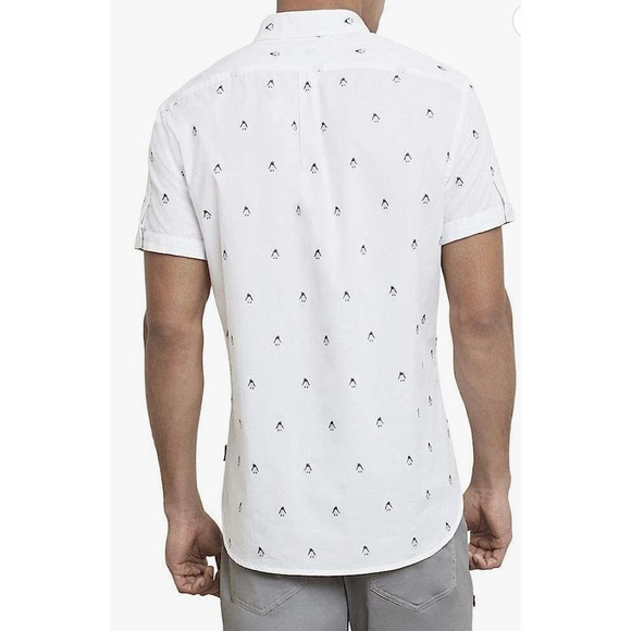 "Kenneth Cole Men's Penguin Print Button-Down Shirt" Size 2XL mens116 - Picture 3 of 5